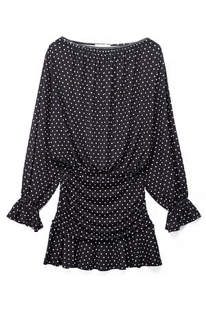 White Dots Langærmet Jersey Mini Kjole
