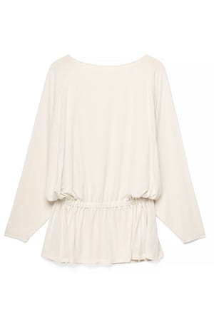 Cream Long Sleeve Jersey peplum Top