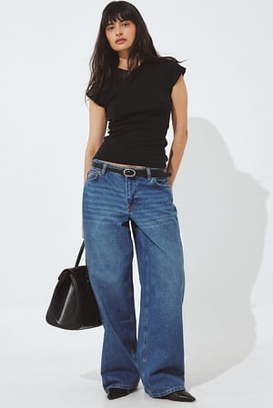 Blue Wash Loose Low Waist Long Jeans