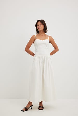 Robe mi-longue en coton à taille basse