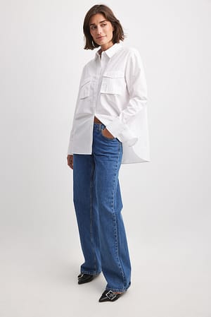 Mid Blue Low Waist Jeans