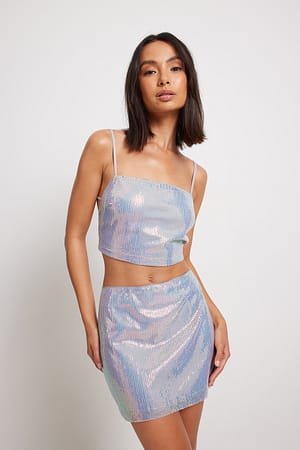 Low Waist Mini Sequin Skirt