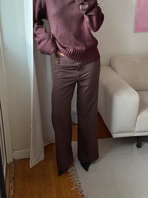 Plum Low Waist Trousers Wide Waist Band