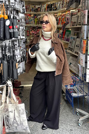 Black Wide High Waist Suit Pants