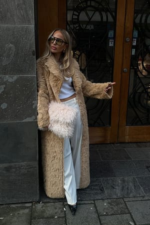 Caramel Faux Fur Oversized Long Coat