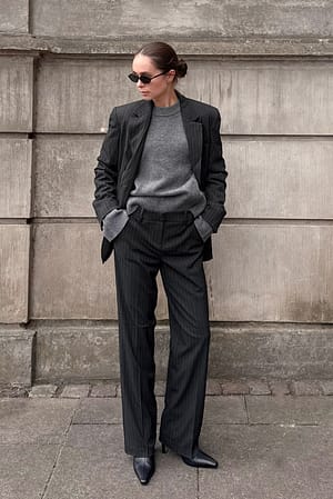 Stripe Straight Low Waist Suit Pants