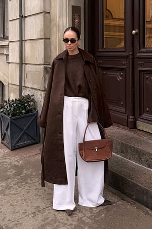 White weite Anzughose mit hoher Taille