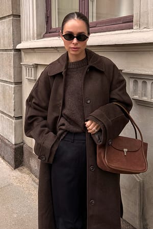 Brown Slå-om håndtaske i ruskind