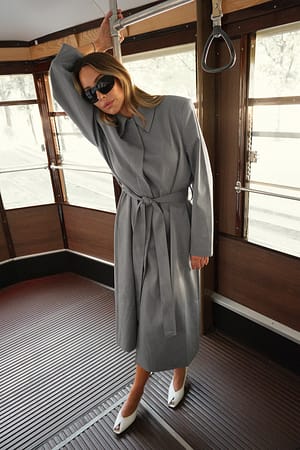 Grey Melange Markeret Skulderfrakke