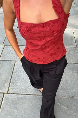 Red Korsettop met borduursel