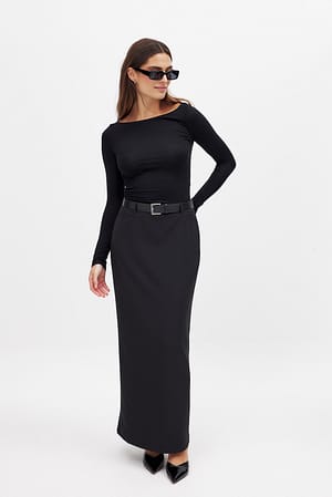 Maxi Belt Loop Detail Skirt