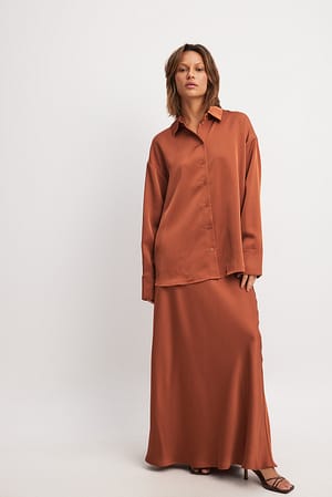 Maxi Mid Waist Satin Skirt