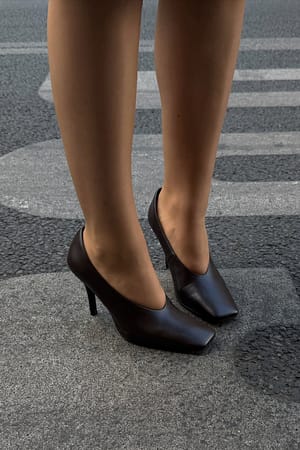 Brown Pumps med firkantet tå