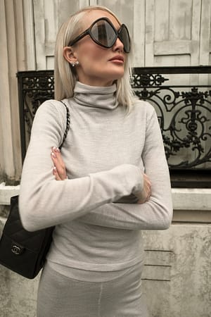 Grey Merknaam polo gebreide top van merinowol