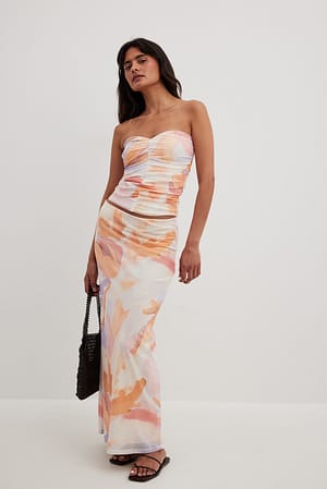 Mesh maxirok met lage taille