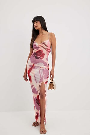 Mesh openvallende maxi-jurk