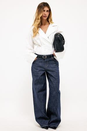 Navy Jean baggy à taille mi-haute