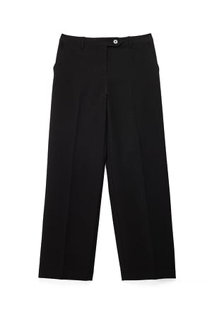 Black Mid Waist Melange Pants