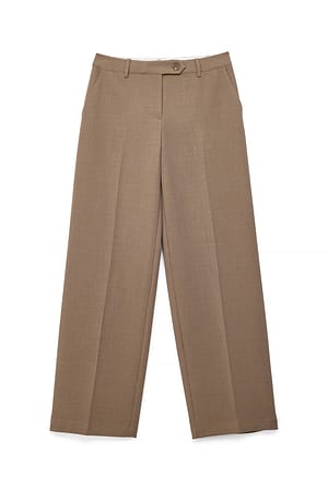Brown Mid Waist Melange Pants