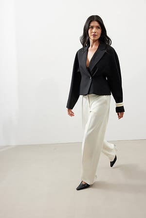 Offwhite Mid Waist Melange Pants