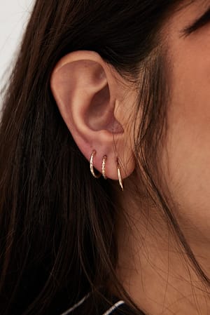 Gold Set de pendientes de aro mini reciclados