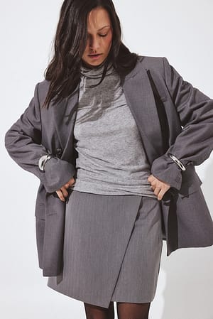 Grey Mini Wrap Heavy Skirt