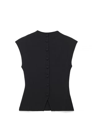Black Mock Neck Jersey Top