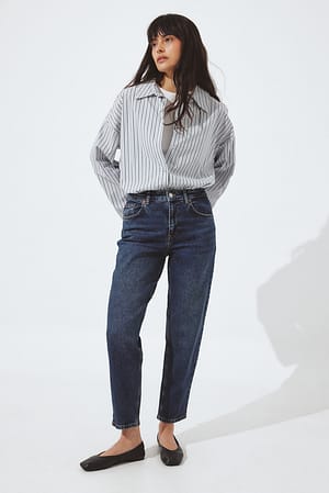 Dark Blue Mom High Waist Jeans