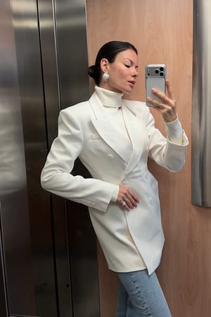 White langer taillierter Blazer
