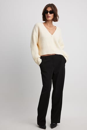 Straight Low Waist Suit Pants
