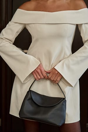 Black Leren handtas met overslag