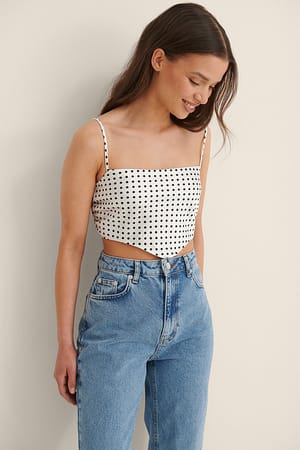 Satijnen gesmockte crop-topGesmockt gesmockte crop-top