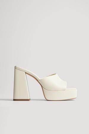 Cream Chunky muiltjes met plateau