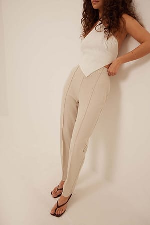 Cropped High Waist Seamline Pants