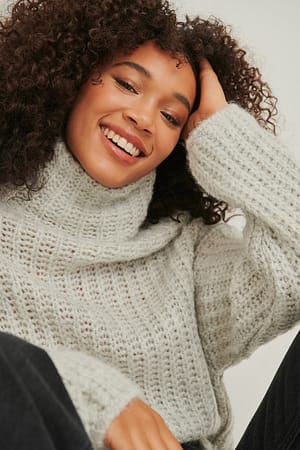 Cropped Knitted High Neck Sweater