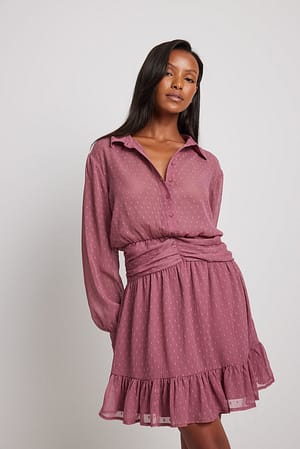 Dobby Waist Detail Mini Dress