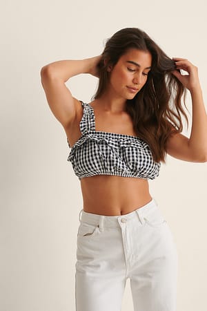 Gingham Frilled Crop Top