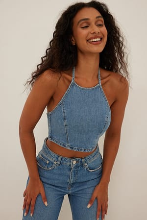 Halterneck Denim Top