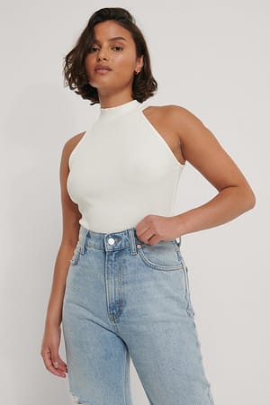 High Neck Rib Top