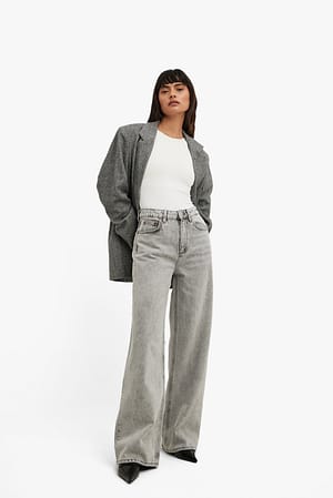 Light Grey Wide High Waist Jeans