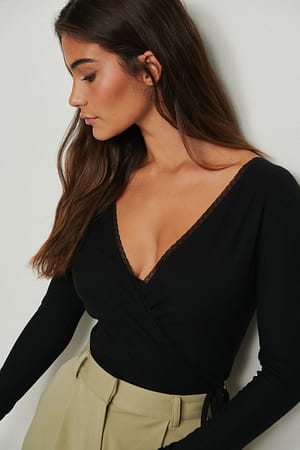 Lace Detail Wrap Top
