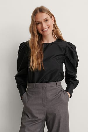 Bluse Rundhalsausschnitt Lange Manschetten