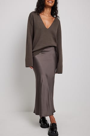 Brown Satin midinederdel