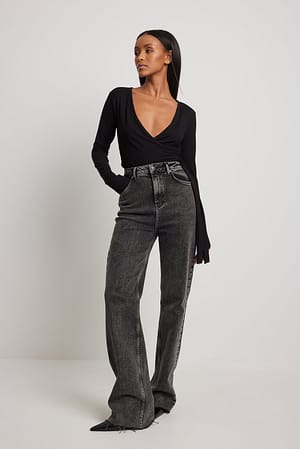 Slå-om top med lange ærmer