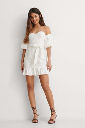 Off-Shoulder Jurk Met Ballonmouwen