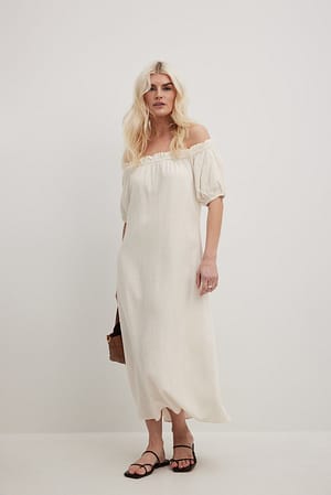 Off Shoulder Flowy Midi Dress