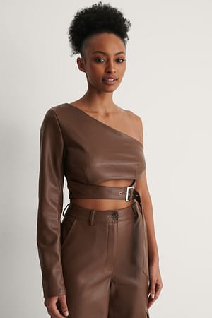 One-Shoulder Pu-Top