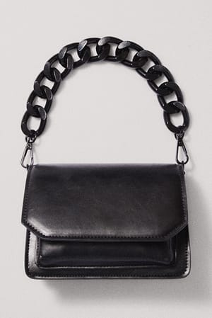 Black Oversized crossbody-miniväska med kedja
