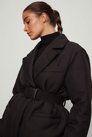 Black Padded Belted Blazer