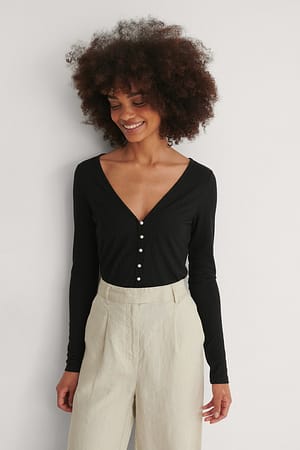 Pearl Button Detail Top